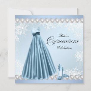 Invitaciones Quinceañera Copo de Nieve Azul Bebé