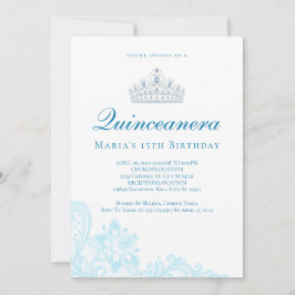 Invitaciones Quinceanera de encaje azul claro