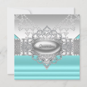 Invitaciones Quinceañera Diamantes Perlas Azul Tur