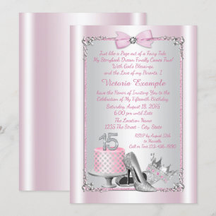 Invitaciones Quinceañera Princesa Rosa