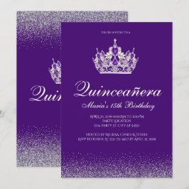 Invitaciones Quinceanera Purpurina púrpura