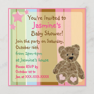 Invitaciones rayadas de la ducha del oso de