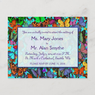 Invitaciones Rectangulares de Mariposas Multicolor
