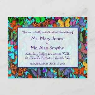 Invitaciones Rectangulares Mariposas Multicolores