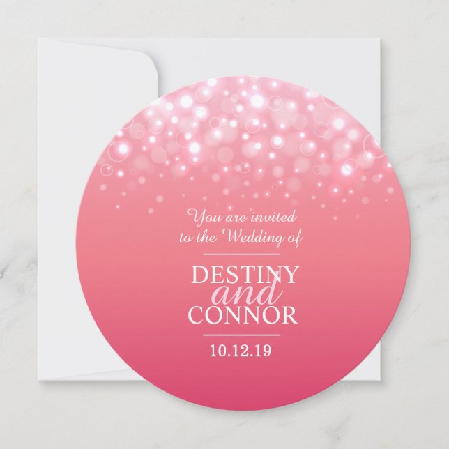 Invitaciones redondas de bodas de champán rosa (Anverso)
