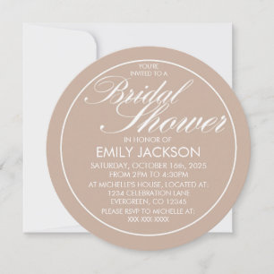 Invitaciones redondas de personalizado blanco beig