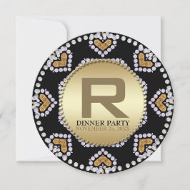 invitaciones redondas para cena Aztec Hearts Gold