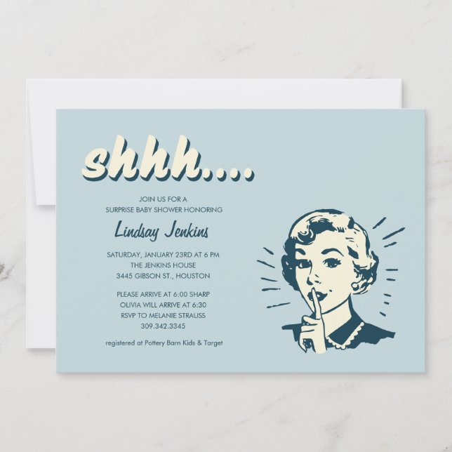 Invitaciones retras de Baby Shower de la sorpresa (Anverso)