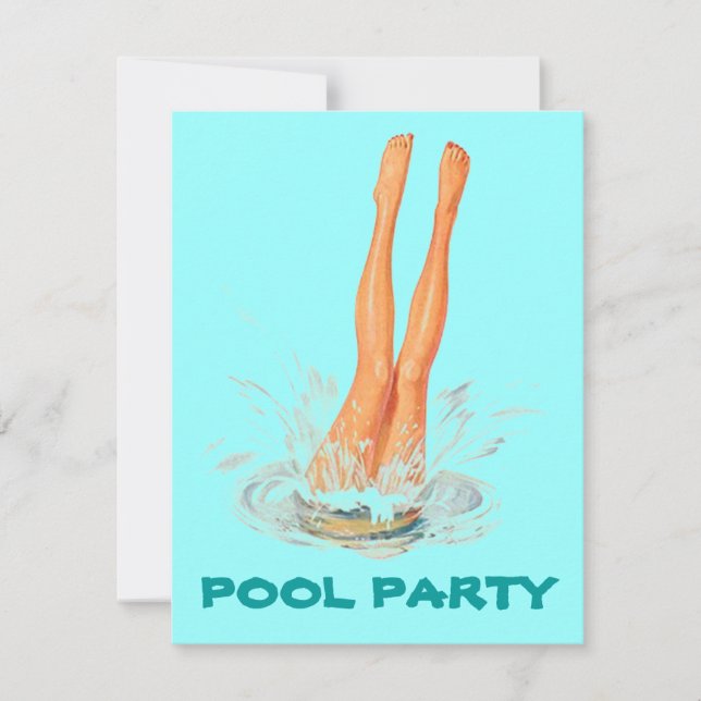 Invitaciones retras de la fiesta en la piscina de (Anverso)