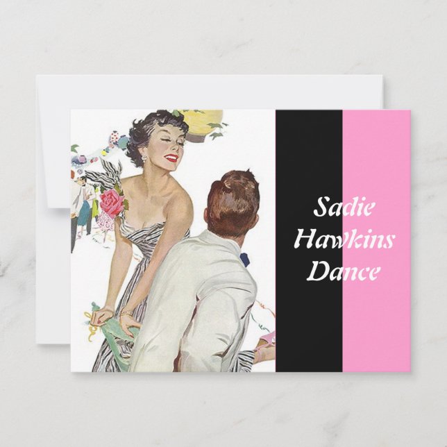 Invitaciones retras de moda de la danza de Sadie (Anverso)
