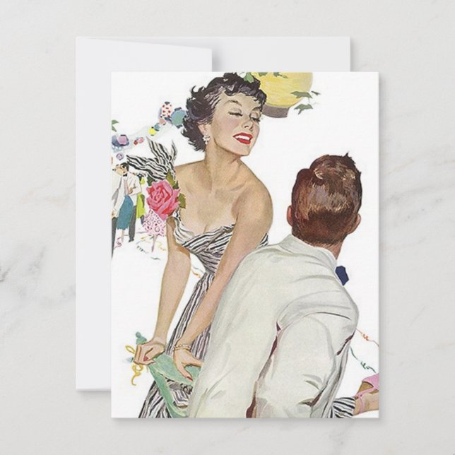 Invitaciones retras de moda del fiesta del tema (Anverso)