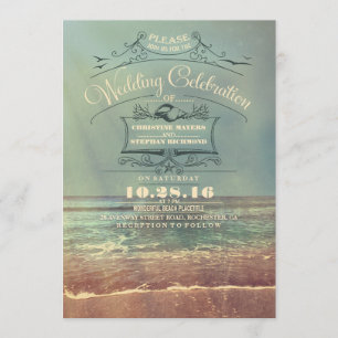 Invitaciones retras del boda de playa - paisaje