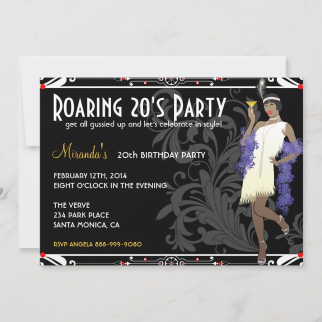 Invitaciones retras del chica de la aleta de los (Anverso)