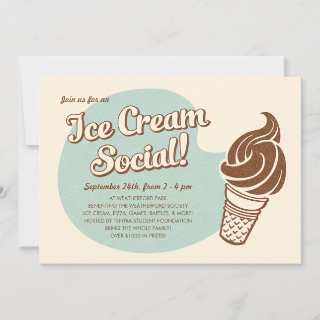 Invitaciones retras del Social del helado del (Anverso)
