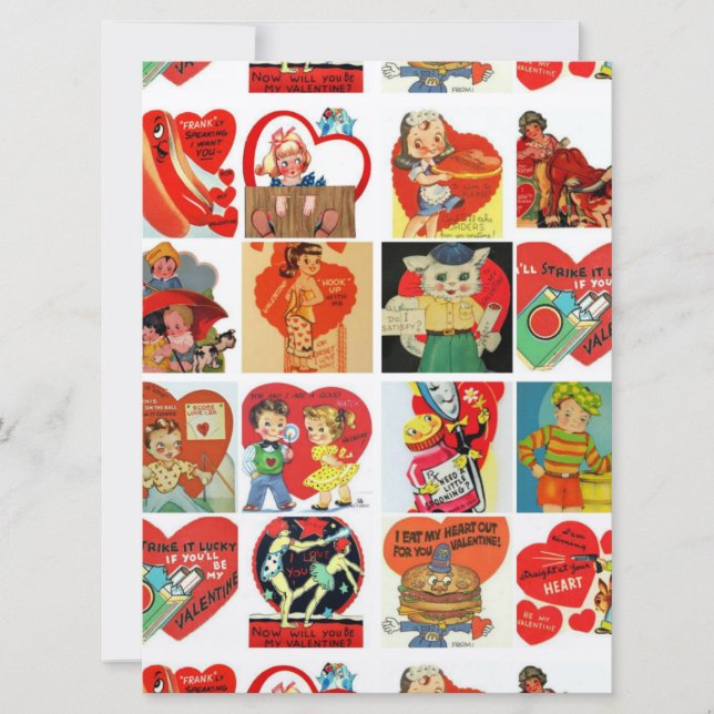 invitaciones retro de tarjetas día de San Valentín (Anverso)
