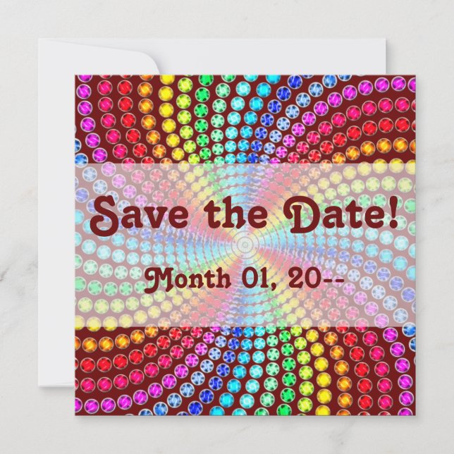 Invitaciones Retro Rainbow Swirl (Anverso)