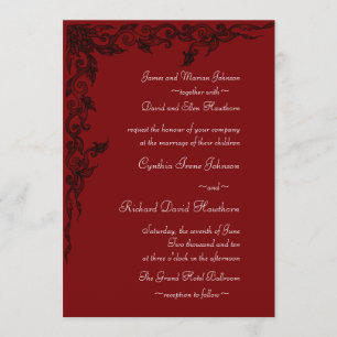 Invitaciones ricas de la boda del rojo carmesí