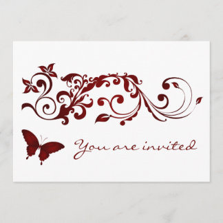 Invitaciones rojas de la boda de la mariposa