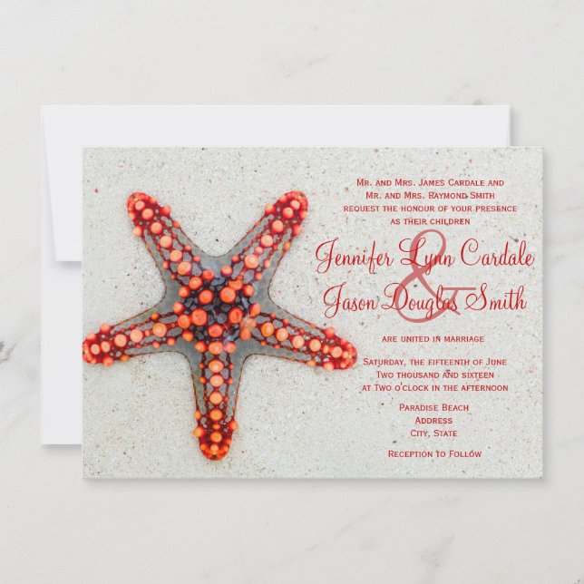 Invitaciones rojas de la boda del destino de la (Anverso)