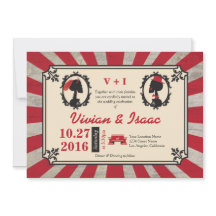 Invitaciones rojas de la pareja Steampunk Cameo Of