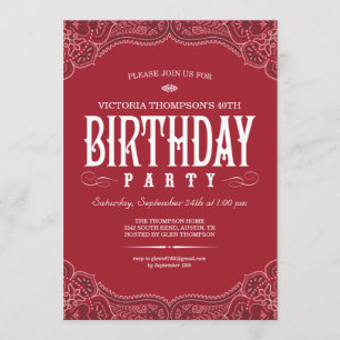 Invitaciones rojas del cumpleaños de Paisley