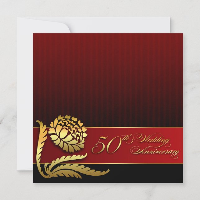 invitaciones rojas doradas para bodas de oro por 5 (Anverso)