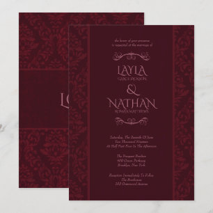 Invitaciones rojas románticas de la boda del