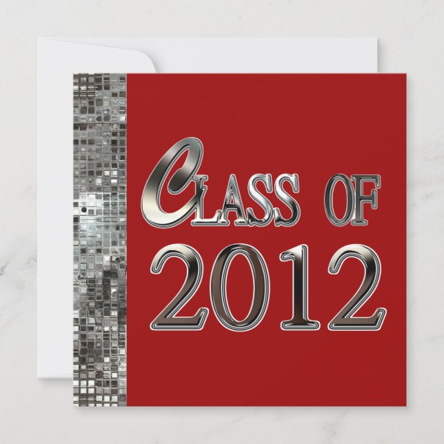 Invitaciones rojas y de plata del graduado de las (Anverso)