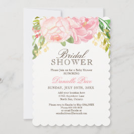 Invitaciones románticas a ducha de novias con peon