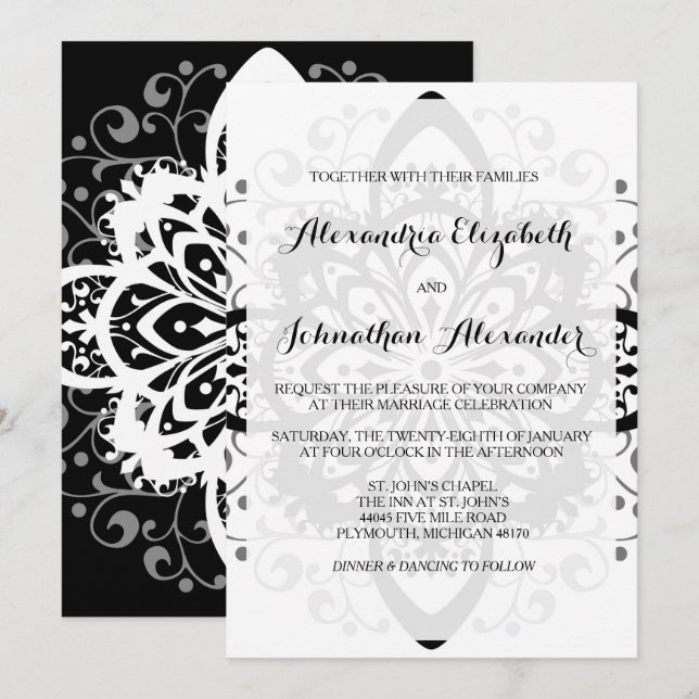 Invitaciones románticas a la boda de la boda de la (Anverso / Reverso)