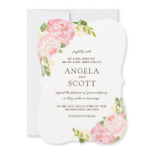 Invitaciones románticas a la boda de peones rosado