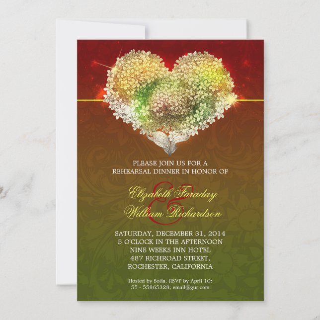 invitaciones románticas a la cena de ensayo modern (Anverso)