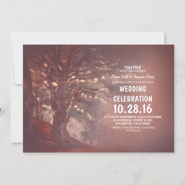 Invitaciones románticas de casamiento en árbol de  (Anverso)