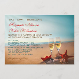 Invitaciones románticas de la boda de la playa de