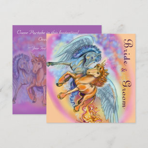 Invitaciones románticas de unicornio a la flama y