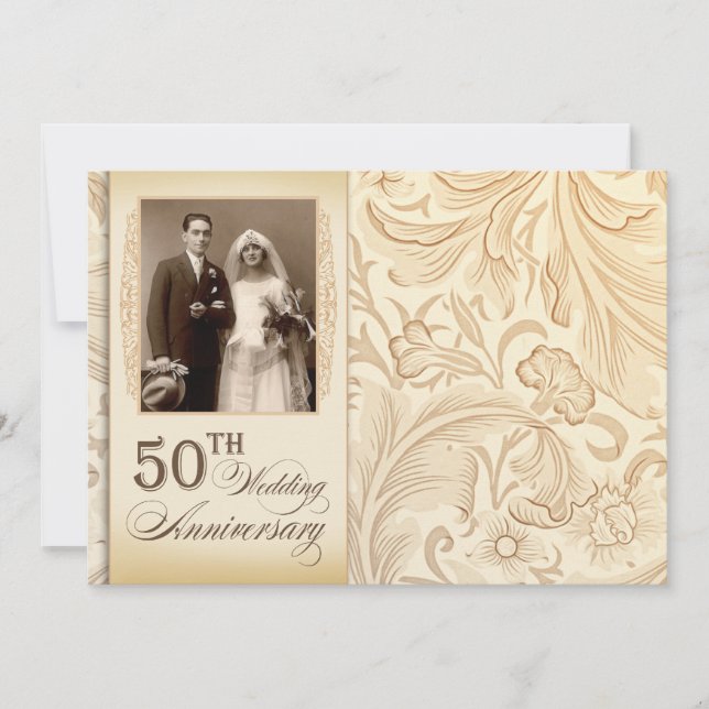 invitaciones románticas y elegantes para 50 años d (Anverso)