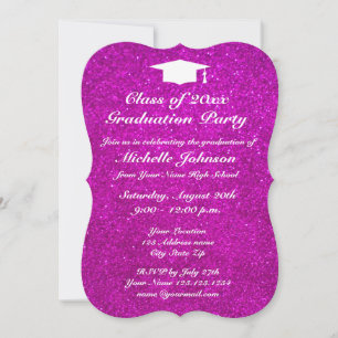 Invitaciones rosadas brillantes de la fiesta de