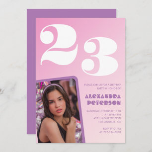 Invitaciones rosadas de 23 años Retro Photo