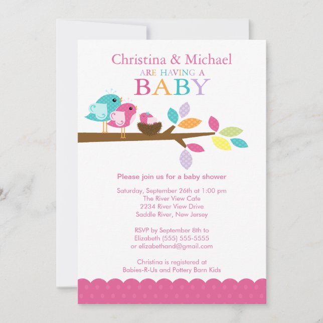 Invitaciones rosadas de Baby Shower de la (Anverso)