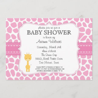 Invitaciones rosadas de Baby Shower de la jirafa