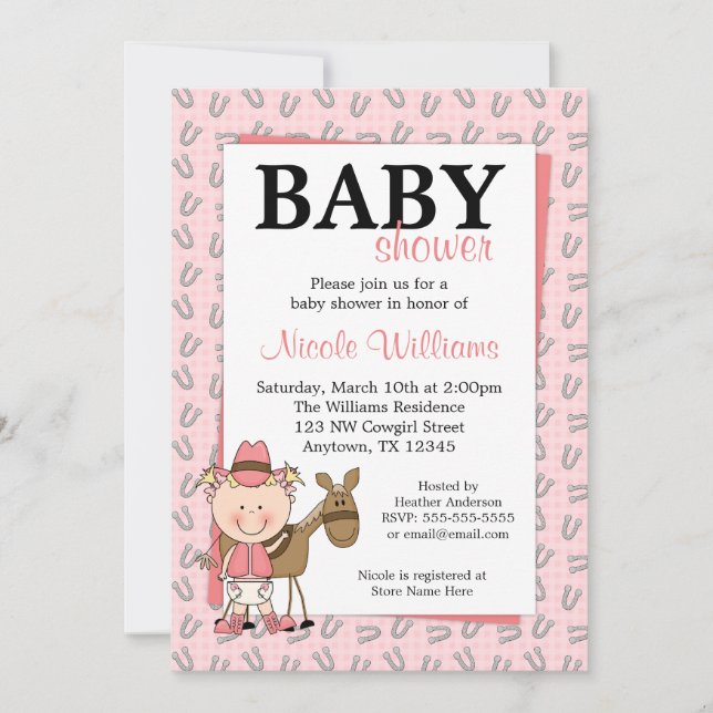 Invitaciones rosadas de Baby Shower de las (Anverso)