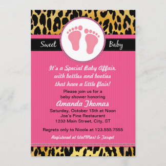 Invitaciones rosadas de Baby Shower del leopardo