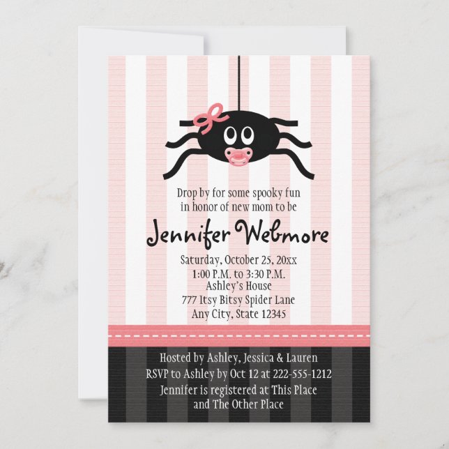 Invitaciones rosadas de Halloween Baby Shower de (Anverso)