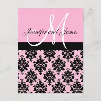 Invitaciones rosadas de la boda del monograma del