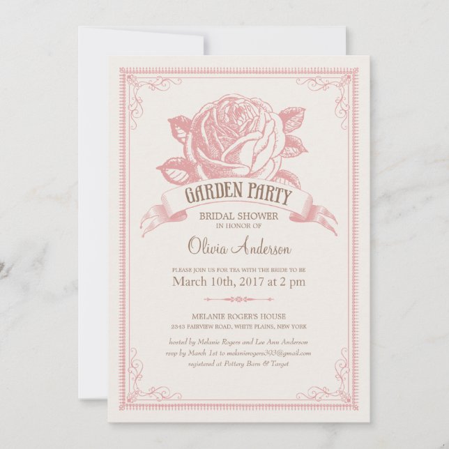 Invitaciones rosadas de la ducha de la fiesta de (Anverso)
