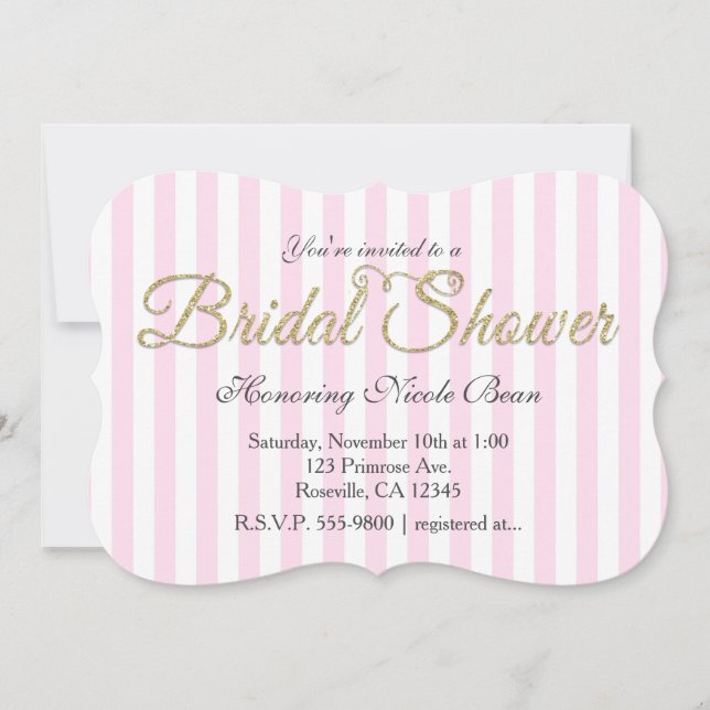 Invitaciones rosadas de la franja de la ducha BRID (Anverso)