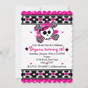 Invitaciones rosadas de los corazones, del cráneo