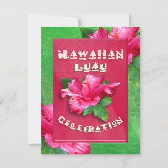 Invitaciones rosadas de Luau del cumpleaños del (Anverso)