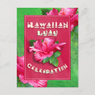 Invitaciones rosadas de Luau del cumpleaños del