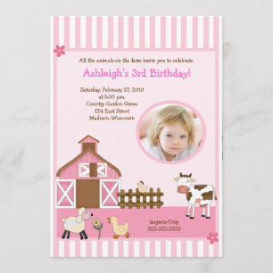 Invitaciones rosadas del cumpleaños de la FOTO de